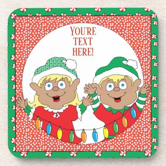 Dessous de verre de Noël Elf de couleur heureux (Devant)
