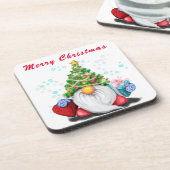 Dessous de verre de Noël Gnome avec cadeau pour vo (Côté gauche)