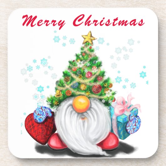 Dessous de verre de Noël Gnome avec cadeau pour vo (Devant)