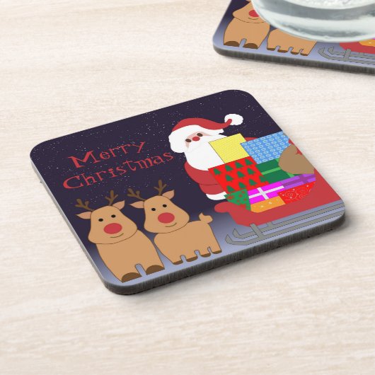 Dessous de verre de Noël père Noël & Reindeer (Côté gauche)