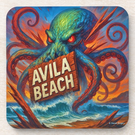 Dessous de verre de plage d'Avila. 6/pack. (Devant)