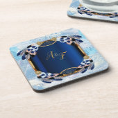 Dessous de verre de plumes de couleur bleu exotiqu (Côté gauche)