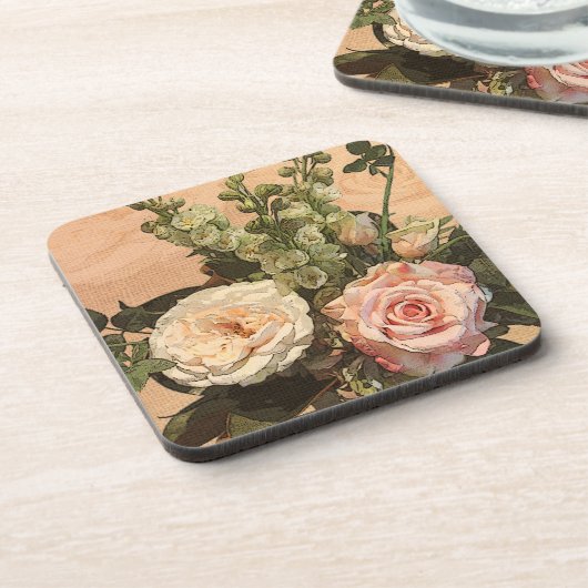 Dessous de verre de rose de pastel (Côté gauche)