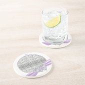 Dessous de verre de ruban Lavande Coeurs personnal (Côté)