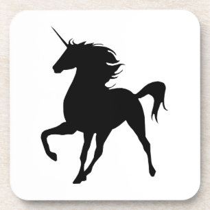 Dessous de verre de silhouette Unicorne noire