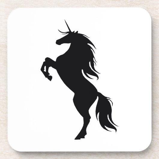 Dessous de verre de silhouette Unicorne noire (Devant)