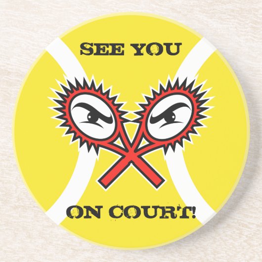 Dessous de verre de tennis avec un slogan amusant (Devant)
