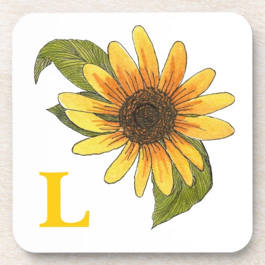 Dessous de verre de tournesol monogramme (Devant)