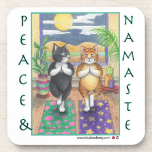 Dessous de verre de yoga de chat (bourgeon et