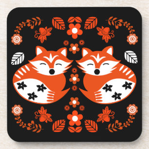 Dessous-de-verre Décor d'impression de renard d'art folklorique