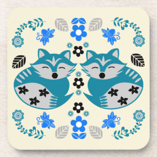 Dessous-de-verre Décor d'impression de renard d'art folklorique
