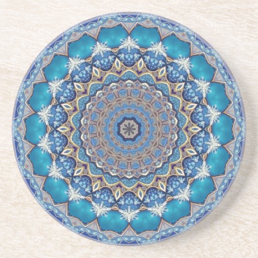 Dessous de verre décoratif en grès bleu (Devant)