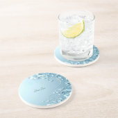 Dessous de verre décoratif floral en grès bleu (Côté)
