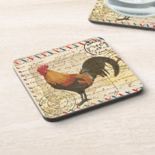 Dessous-de-verre Découpage Vintage Ephemera Farm Grange Rooster
