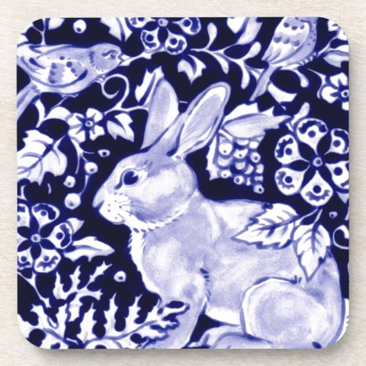 Dessous-de-verre Dedham Blue Rabbit, Classic Blue & White Design (Devant)