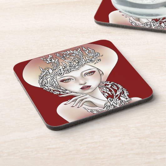 Dessous de verre Déesse du feu rouge (Côté gauche)