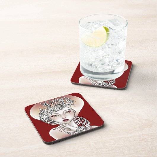 Dessous de verre Déesse du feu rouge (Côté Droit)
