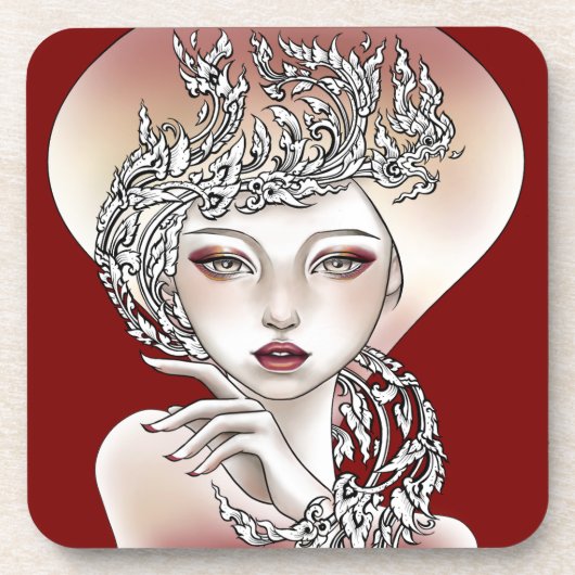 Dessous de verre Déesse du feu rouge (Devant)