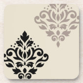 Dessous-de-verre Défiler Damask Art I Black Taupe Crème (Devant)