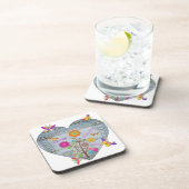 Dessous-de-verre Denim Pocket Fleurs cardiaques Papillons (Côté Droit)