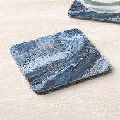 Dessous-de-verre Dérive océanique bleu et gris abstrait (Côté gauche)