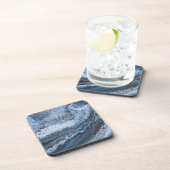 Dessous-de-verre Dérive océanique bleu et gris abstrait (Côté Droit)