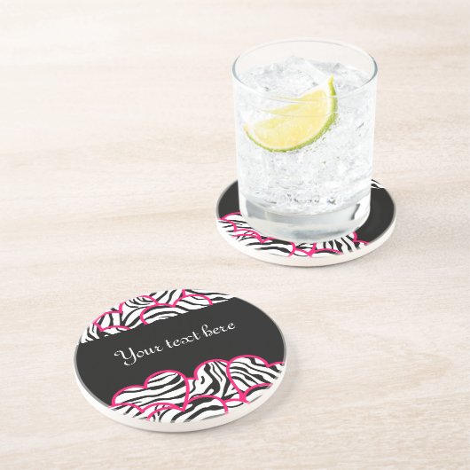 Dessous de verre des coeurs Zebra (Côté)