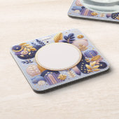 Dessous de verre des initiales florales violet et  (Côté gauche)