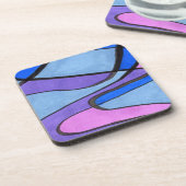 Dessous-de-verre Design abstrait fluide en violet bleu rose (Côté gauche)