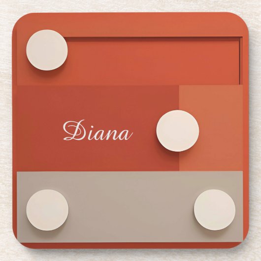 Dessous-de-verre Design abstrait rouge avec formes géométriques (Devant)