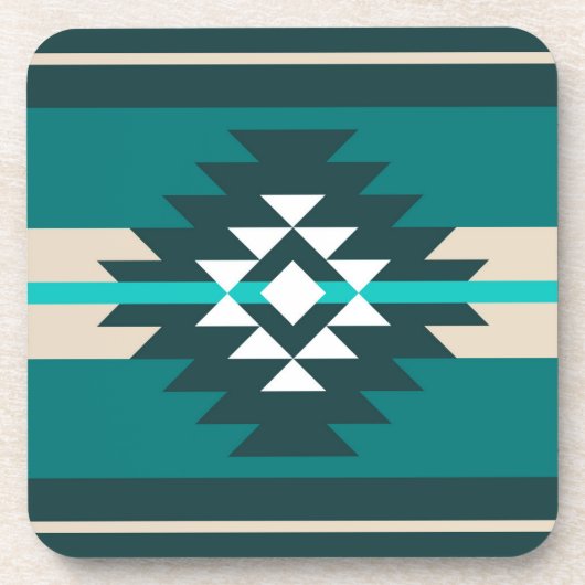 Dessous-de-verre Design aztèque en couleur turquoise (Devant)