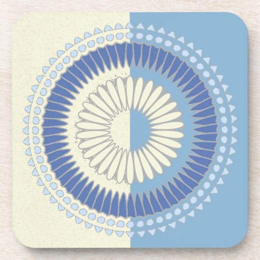 Dessous-de-verre Design circulaire bleu et crème Abstrait (Devant)