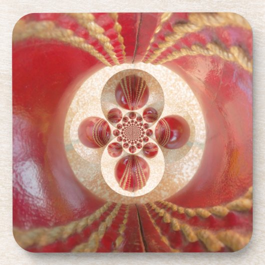 Dessous-de-verre Design de boules de cricket rouge (Devant)