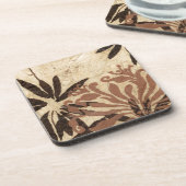 Dessous-de-verre Design de crayon floral avec Feuilles tawny (Côté gauche)