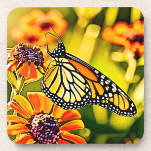 Dessous-de-verre Design de fleur de papillon de monarque délicat