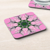 Dessous-de-verre Design de mode florale noir et rose (Côté gauche)