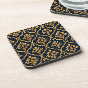 Dessous-de-verre Design de motif vintage élégant en or et damas mar