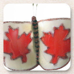 Dessous-de-verre Design de papillon du drapeau canadien