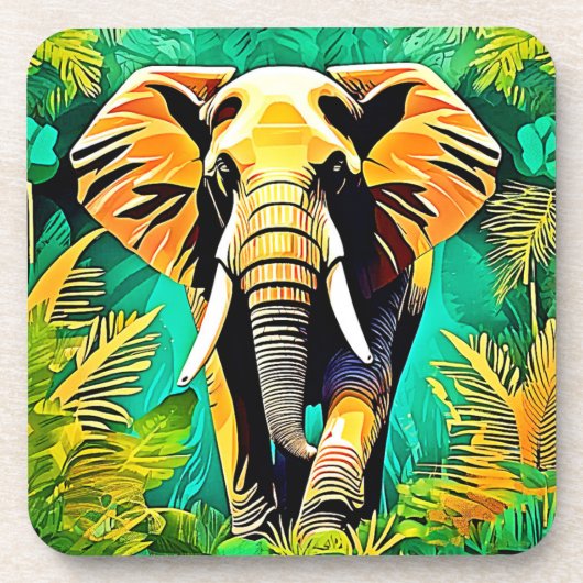 Dessous-de-verre Design de scène Eléphant de la Jungle (Devant)
