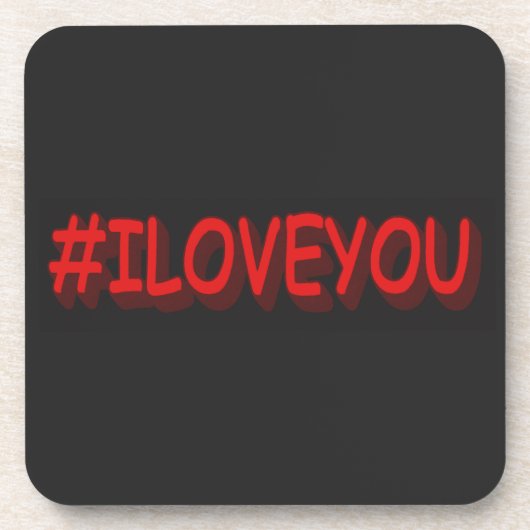 Dessous-de-verre Design d'expression mignon "#ILOVEYOU". Commandez (Devant)