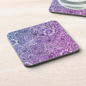 Dessous-de-verre Design floral complexe dans les tons violets et bl (Côté gauche)