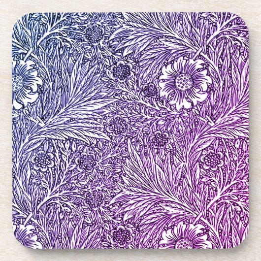 Dessous-de-verre Design floral complexe dans les tons violets et bl (Devant)