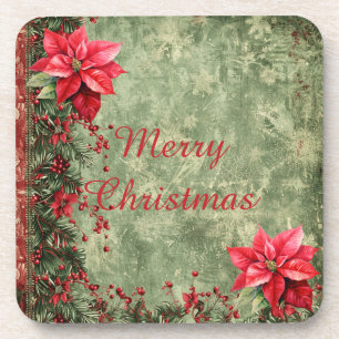 Dessous-de-verre Design floral de Noël élégant et doré