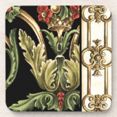 Dessous-de-verre Design floral ornemental aux frontières noires (Devant)