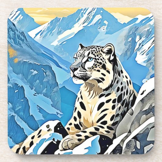 Dessous-de-verre Design léopard de neige sauvage (Devant)