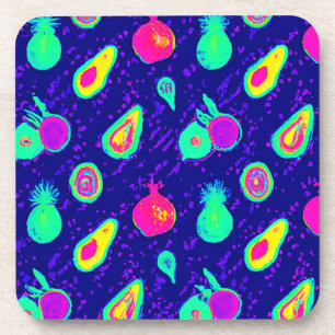 Dessous-de-verre Design Motif de fruits de néon vibreux