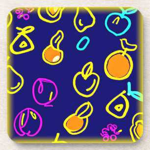 Dessous-de-verre Design Motif dynamique de fruits néons