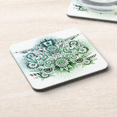 Dessous-de-verre Design tribal teinte verte (Côté gauche)