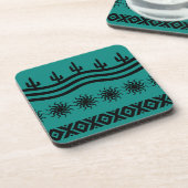 Dessous-de-verre Design turquoise Et Noir Motif Sud-Ouest (Côté gauche)