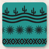 Dessous-de-verre Design turquoise Et Noir Motif Sud-Ouest (Devant)